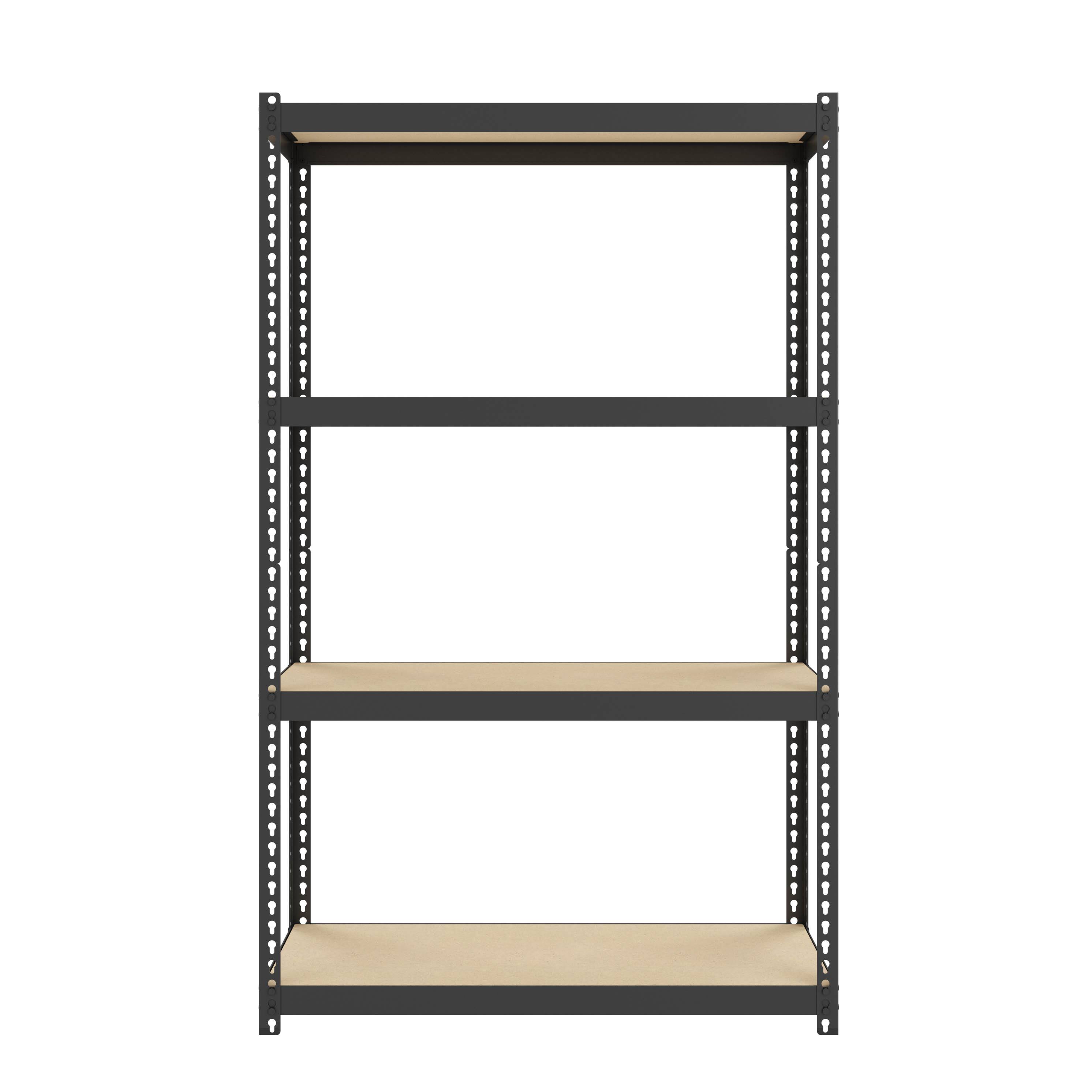 Space Solutions - 1000 Riveted Steel Shelving 4-Shelf Unit, 12D x 30W x 48H, Black - Black