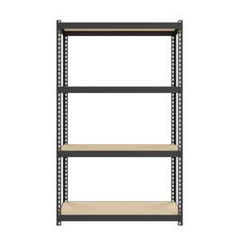 Space Solutions - 1000 Riveted Steel Shelving 4-Shelf Unit, 12D x 30W x 48H, Black - Black