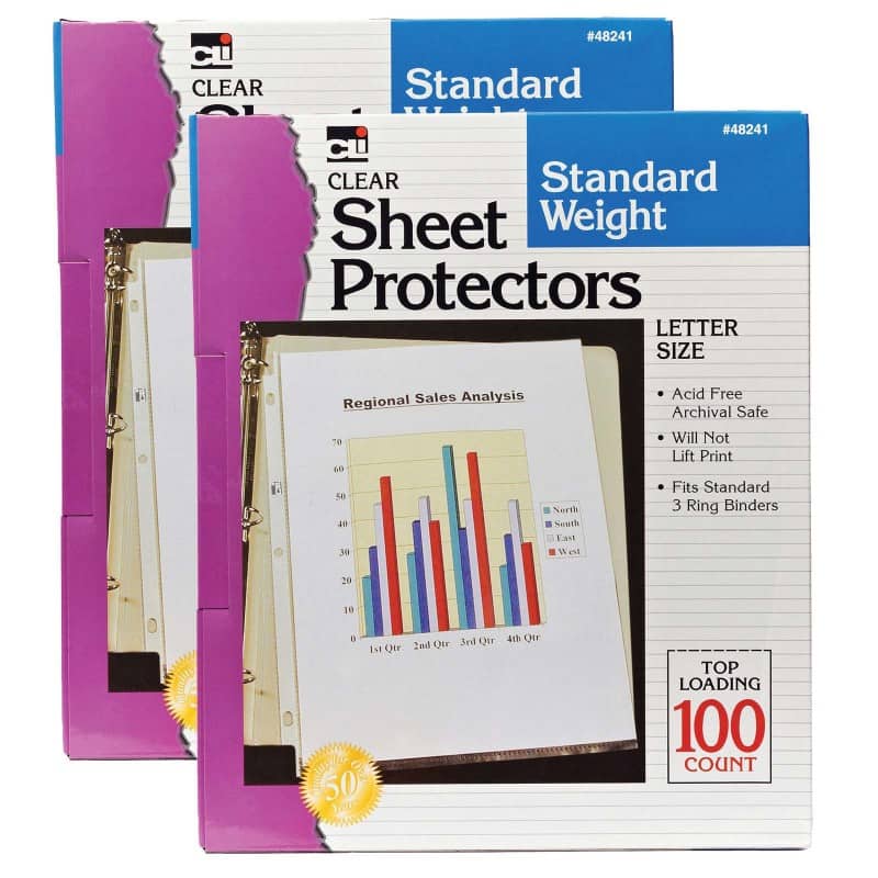 Charles Leonard - Sheet Protectors  Clear  Standard Weight  Letter Size  100 Per Box  2 Boxes price history on PriceWatchPro
