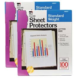 Charles Leonard - Sheet Protectors Clear Standard Weight Letter Size 100 Per Box 2 Boxes