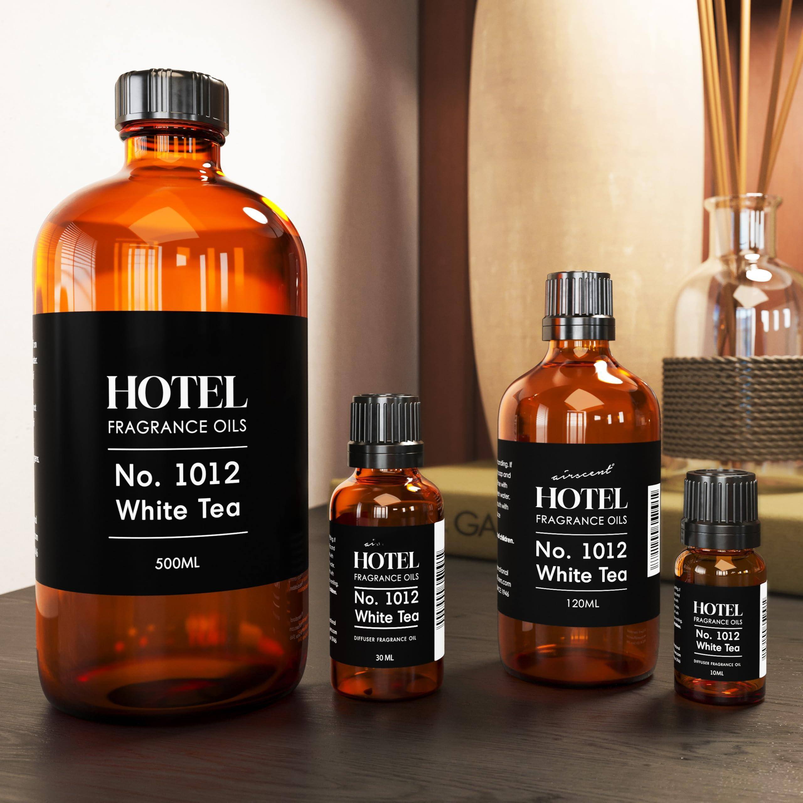HOTEL FRAGRANCE OILS  
No. 1012  
White Tea  
500ML  

HOTEL FRAGRANCE OILS  
No. 1012  
White Tea  
120ML  

HOTEL FRAGRANCE OILS  
No. 1012  
White Tea  
10ML