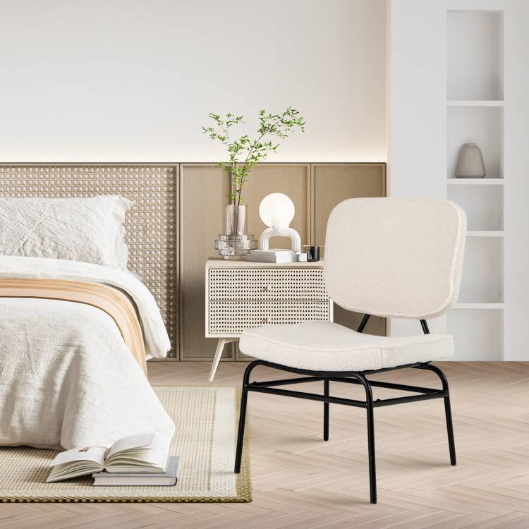 Left. SlickBlue - Contemporary Upholstered Accent Chair – Ergonomic Padded Chair for Living Room or Office - Beige.