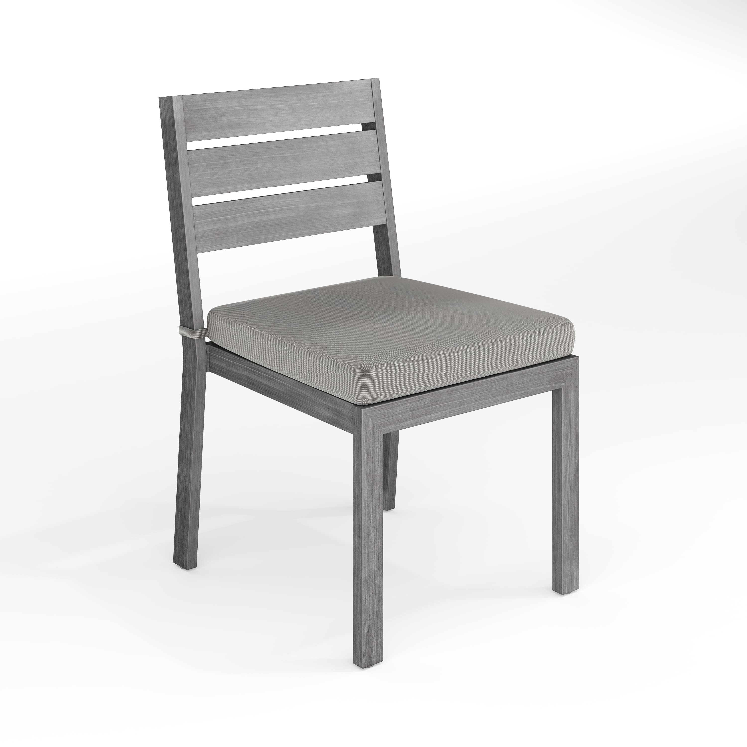 Martha Stewart - Bedford All-Weather Stacking Patio Side Dining Chair with Seat Cushion - Gray