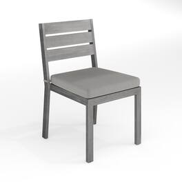 Martha Stewart - Bedford All-Weather Stacking Patio Side Dining Chair with Seat Cushion - Gray