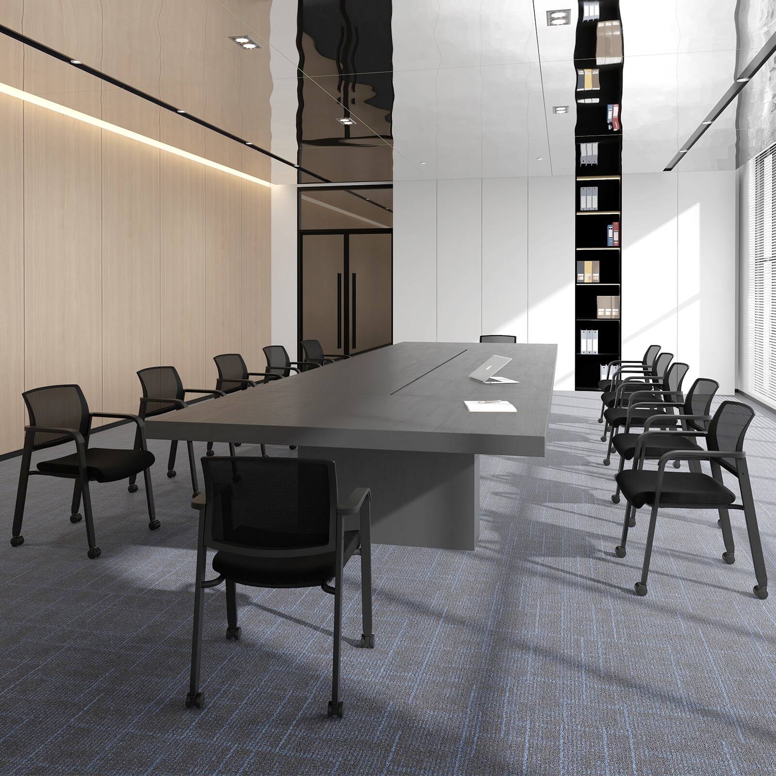 Alt View 9. Gymax - Gymax 8-Pack Office Conference Chair Set Mesh Guest Reception Stack Chairs w/ Caster Wheels - Black.