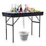 Costway - 4 Foot Party Ice Cooler Folding Table Plastic with Matching Skirt - Black