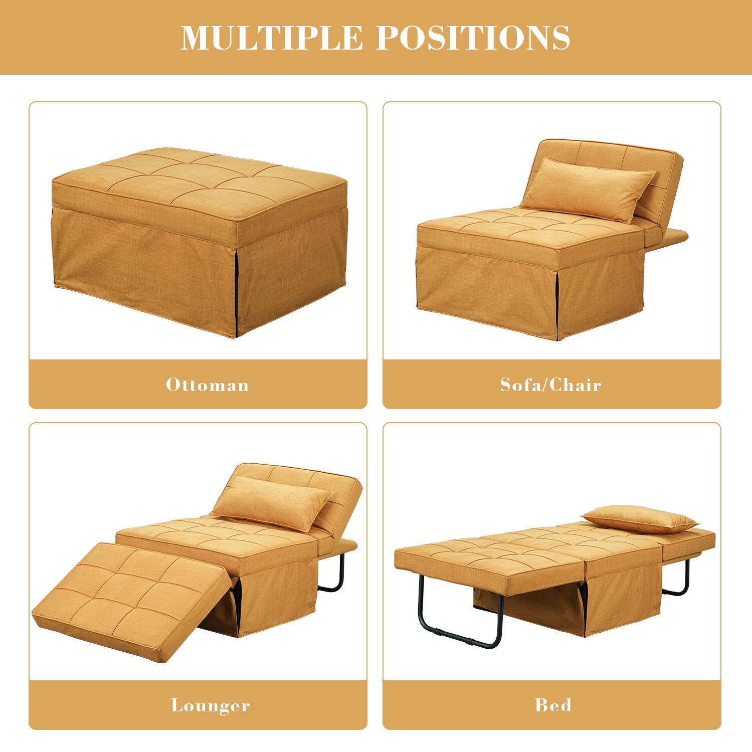 MULTIPLE POSITIONS

Ottoman

Sofa/Chair

Lounger

Bed