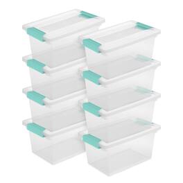 Sterilite - Plastic Medium Clip Storage Box Container with Latching Lid, 8 Pack