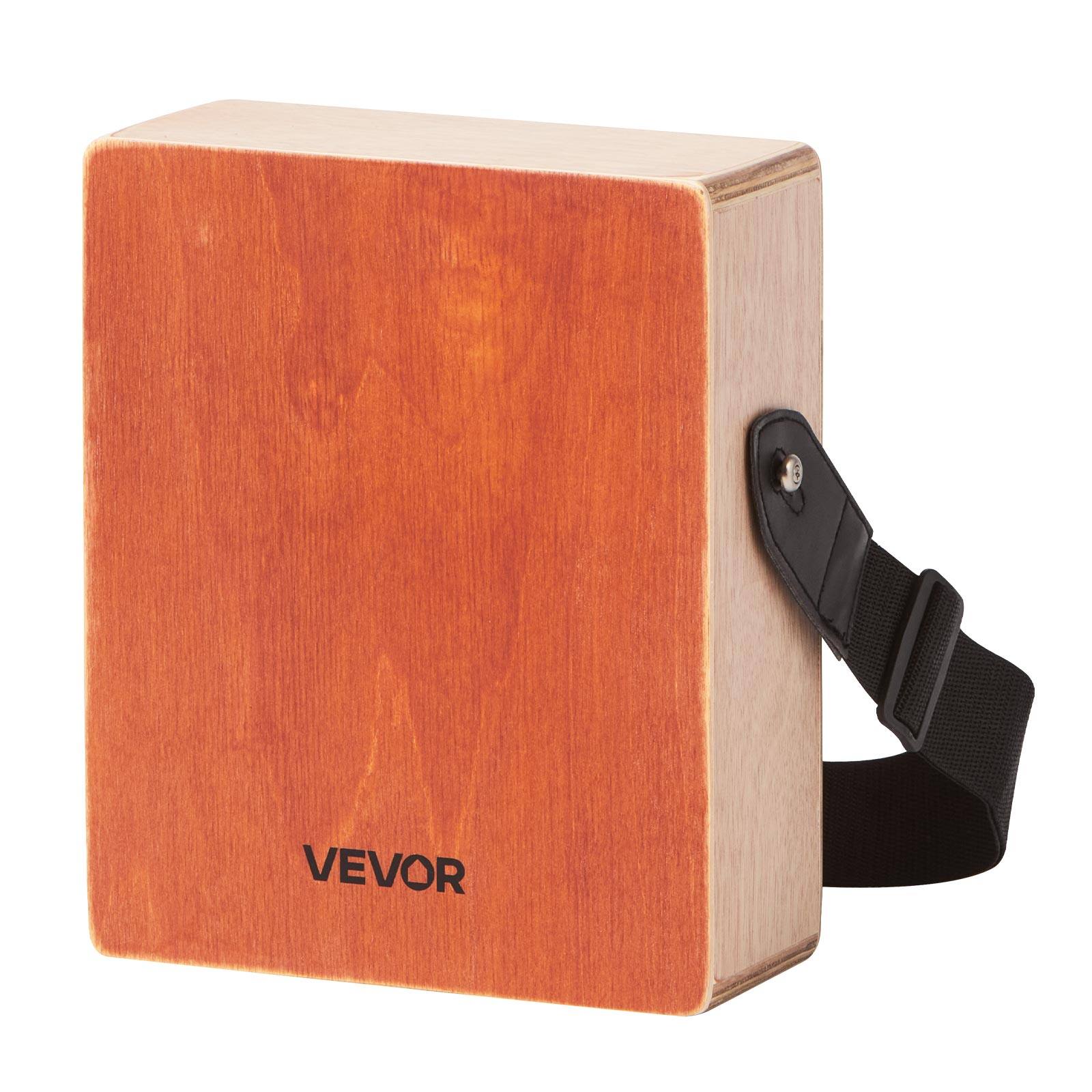 Alt View 5. VEVOR - Cajon Box Drum, with Internal Guitar Strings, Lightweight Wooden Percussion Box, Portable Birch Wood Drum Instrument - Natural Wood, Red.
