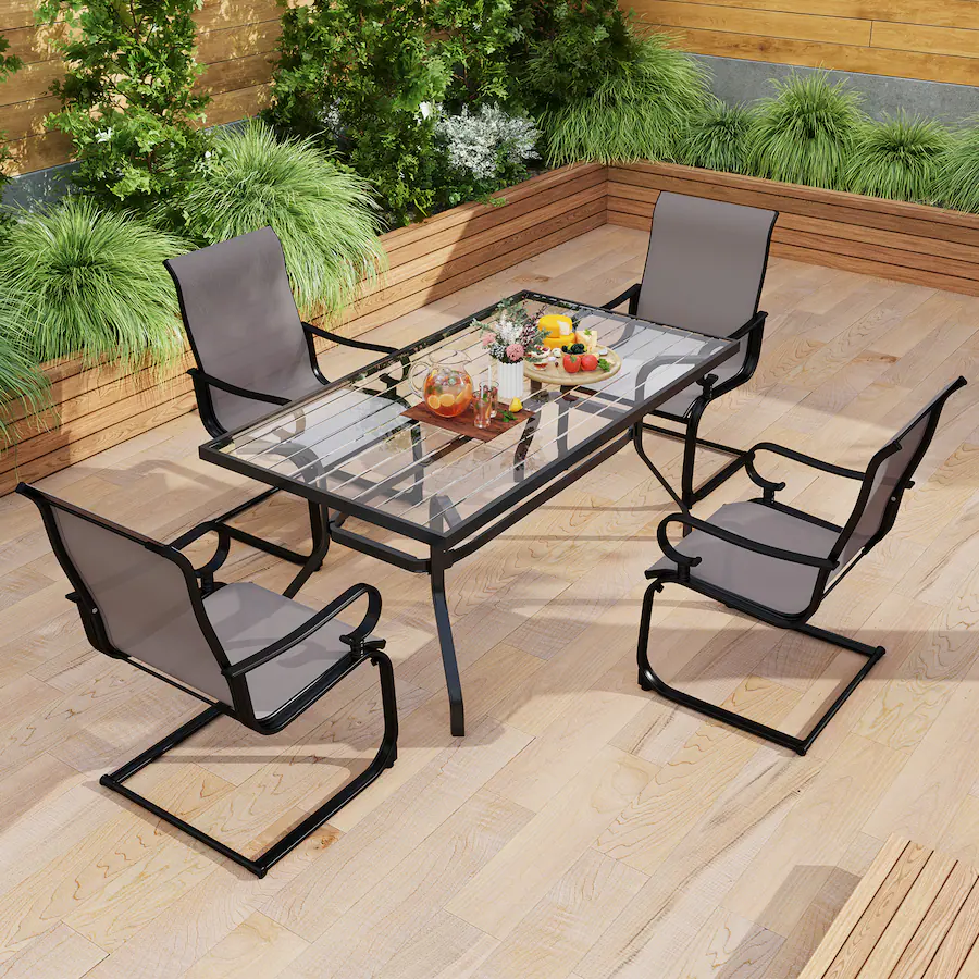 Gray Spring Chair Gymax Patio Dining Chairs Set of 4 C Spring Motion Patio Chairs w ...
