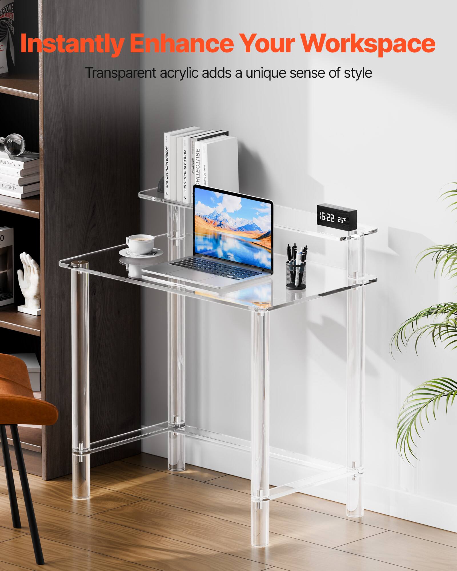 Instantly Enhance Your Workspace  
Transparent acrylic adds a unique sense of style