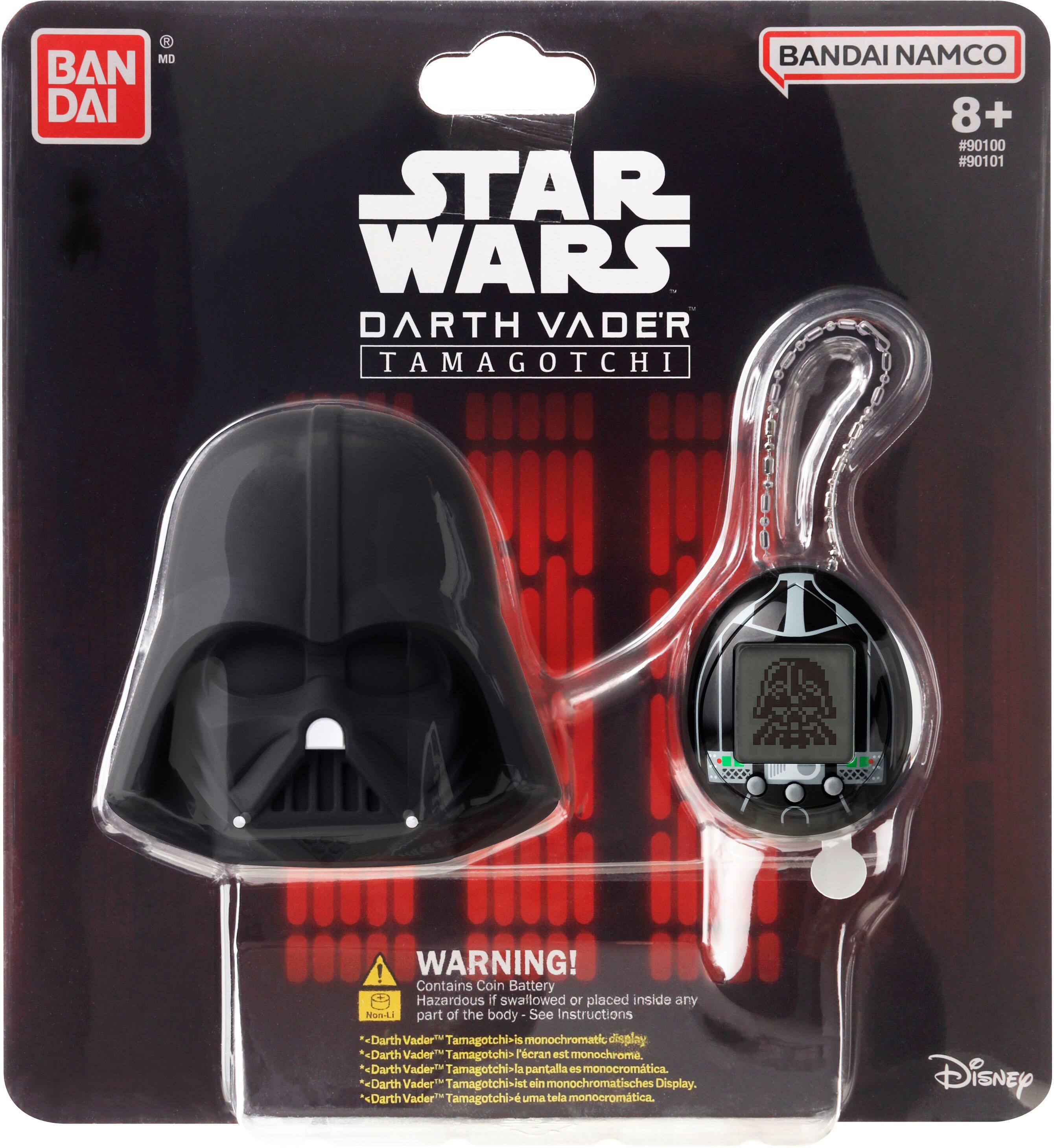MD BAN DAI BANDAI NAMCO 8+ #90100 #90101 STAR WARS DARTH VADER TAMAGOTCHI! WARNING! Contains Coin Battery. Hazardous if swallowed or placed inside any non-lithium part of the body. See instructions. Darth Vader Tamagotchi is a monochromatic display. Darth Vader Tamagotchi has a monochrome screen. Darth Vader Tamagotchi-e uma tela monocromática. Disney.