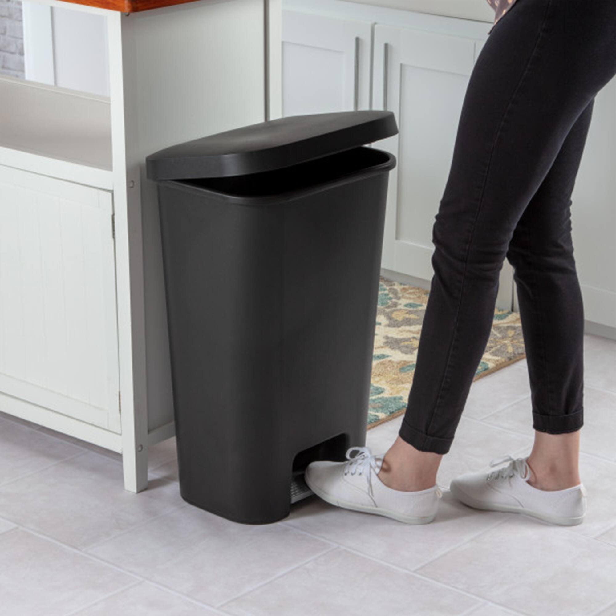 Alt View 2. Sterilite - Sterilite 11.9 Gal Rectangle Step On Trash Kitchen Wastebasket, Black (12 Pack) - Black.