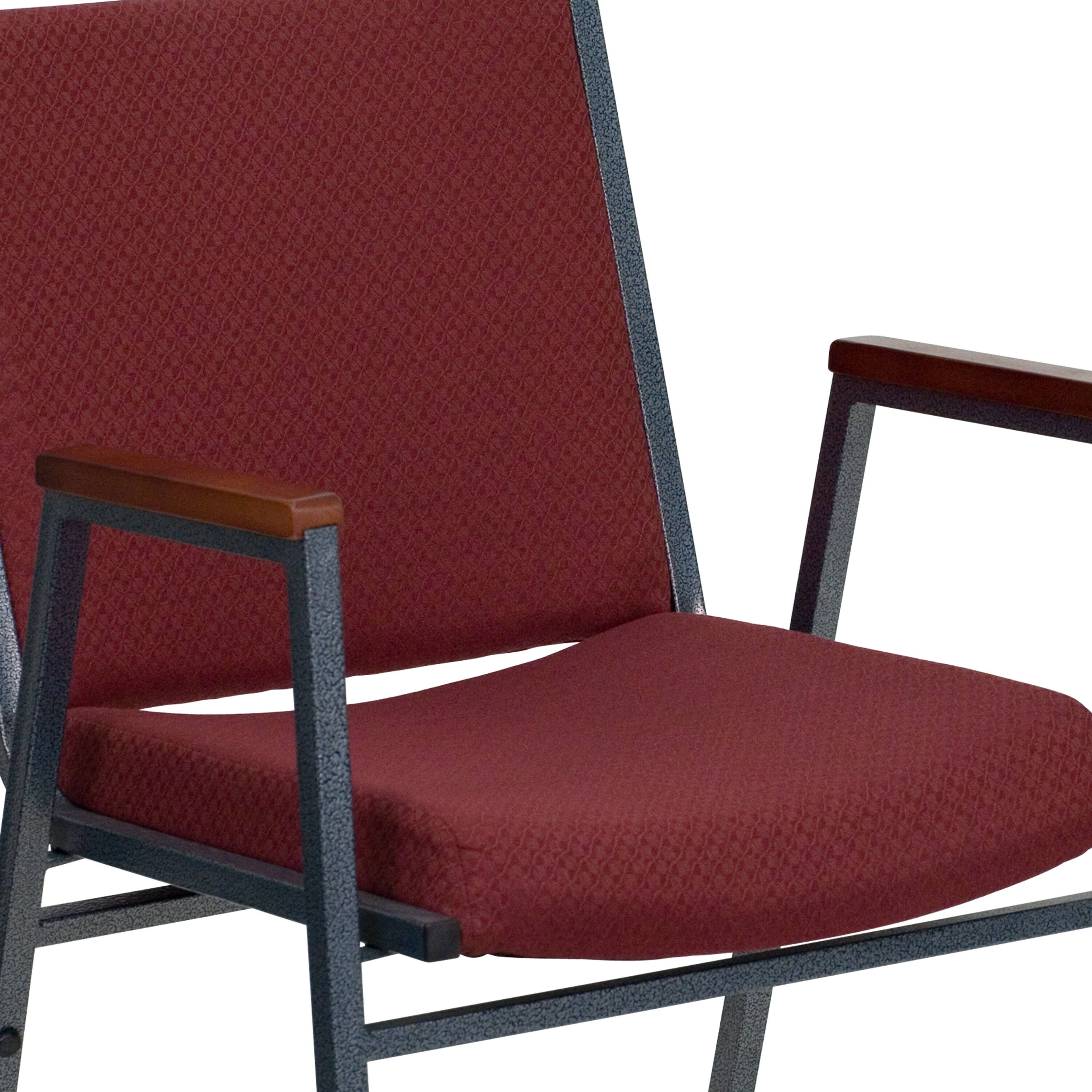 Alt View 9. Emma + Oliver - Heavy Duty Reception/Guest Stack Chair with Arms - Burgundy Patterned Fabric.