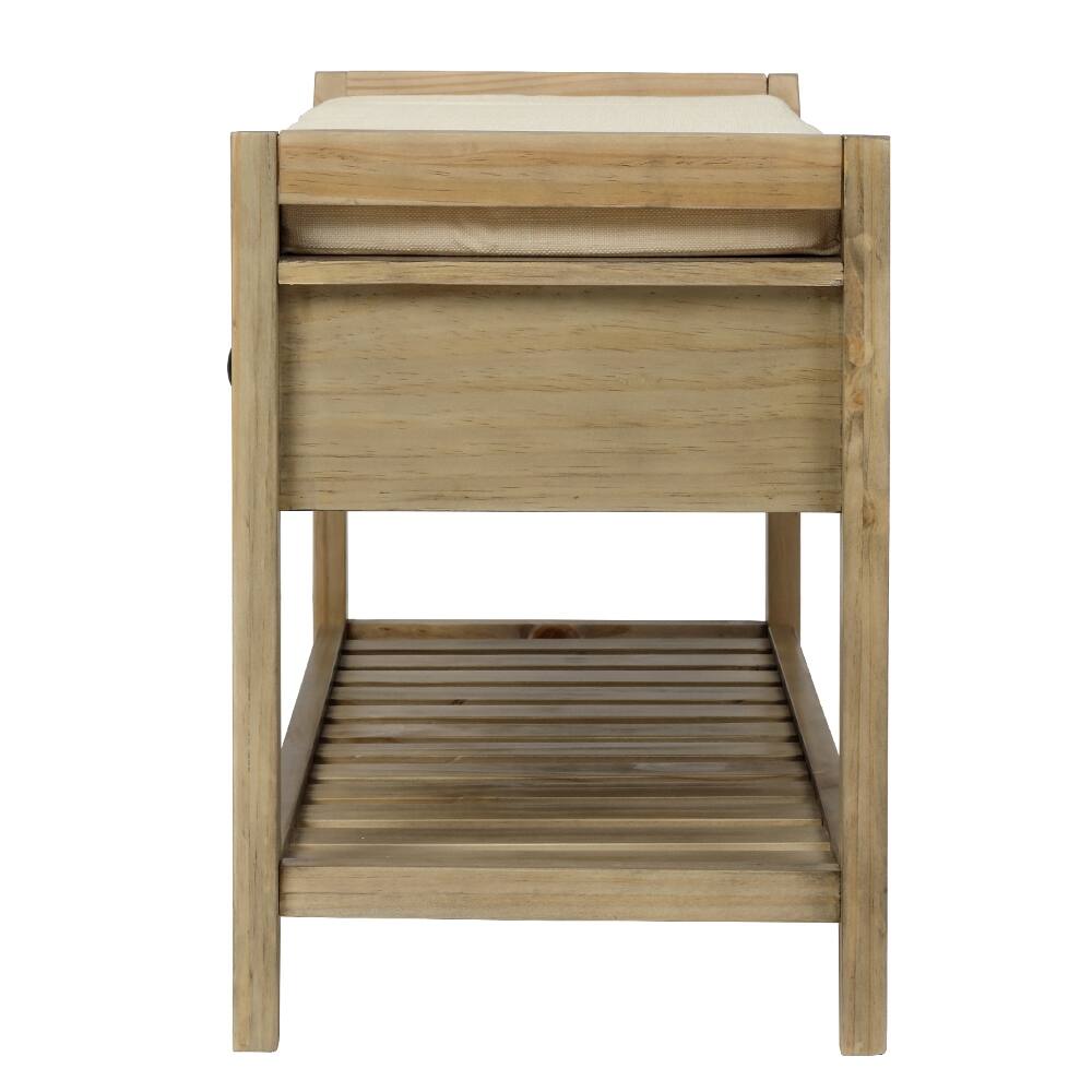 Alt View 10. Ropilly - Ropilly Entryway Storage Bench with Cushioned Seat and Drawers, Gray Wash Wooden Shoe Rack Bench - Gray Wash.