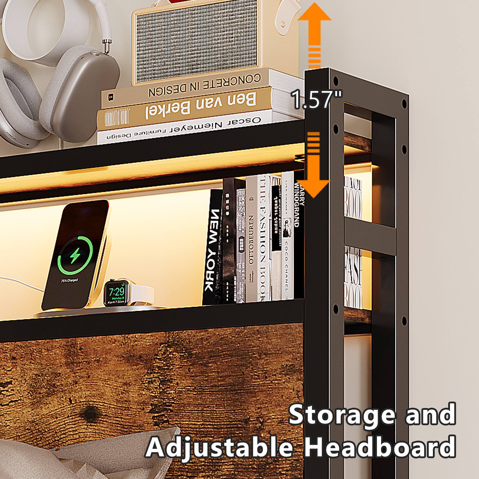 NI CONCRETE DESIGN van Ben 1.57" OHOR Berkel Oscar Furniture Niemeyer Design B Dernd 7:29 seN Aum am NEW YORK .... EREF ! .aRs  JA OTTOBEUREN HE FASHTION BOOF Jasper I andol LACANNI  0303 CHANEL WINOGRAND ARRY Storage and Adjustable Headboard