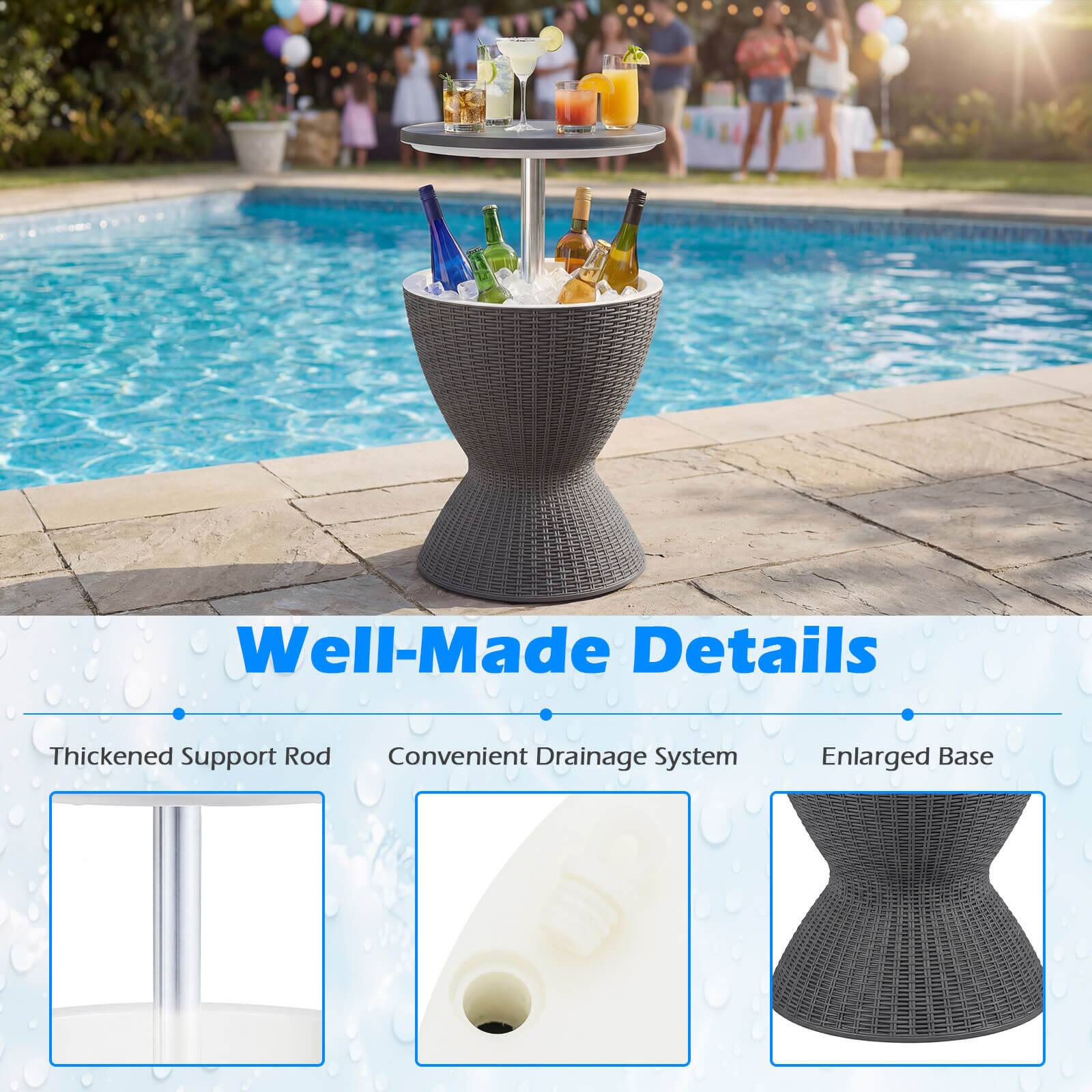 Well-Made Details  
Thickened Support Rod  
Convenient Drainage System  
Enlarged Base