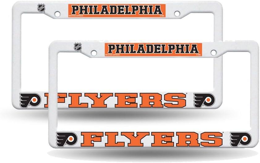 Philadelphia Flyers NHL Raised Letter White Plastic License Plate Frame - Set of 2 Frames