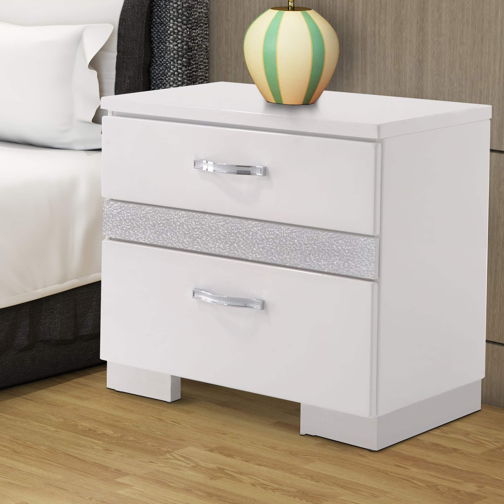 Manhattan Lane - Nightstand With Three Center Metal Glide Drawers - White