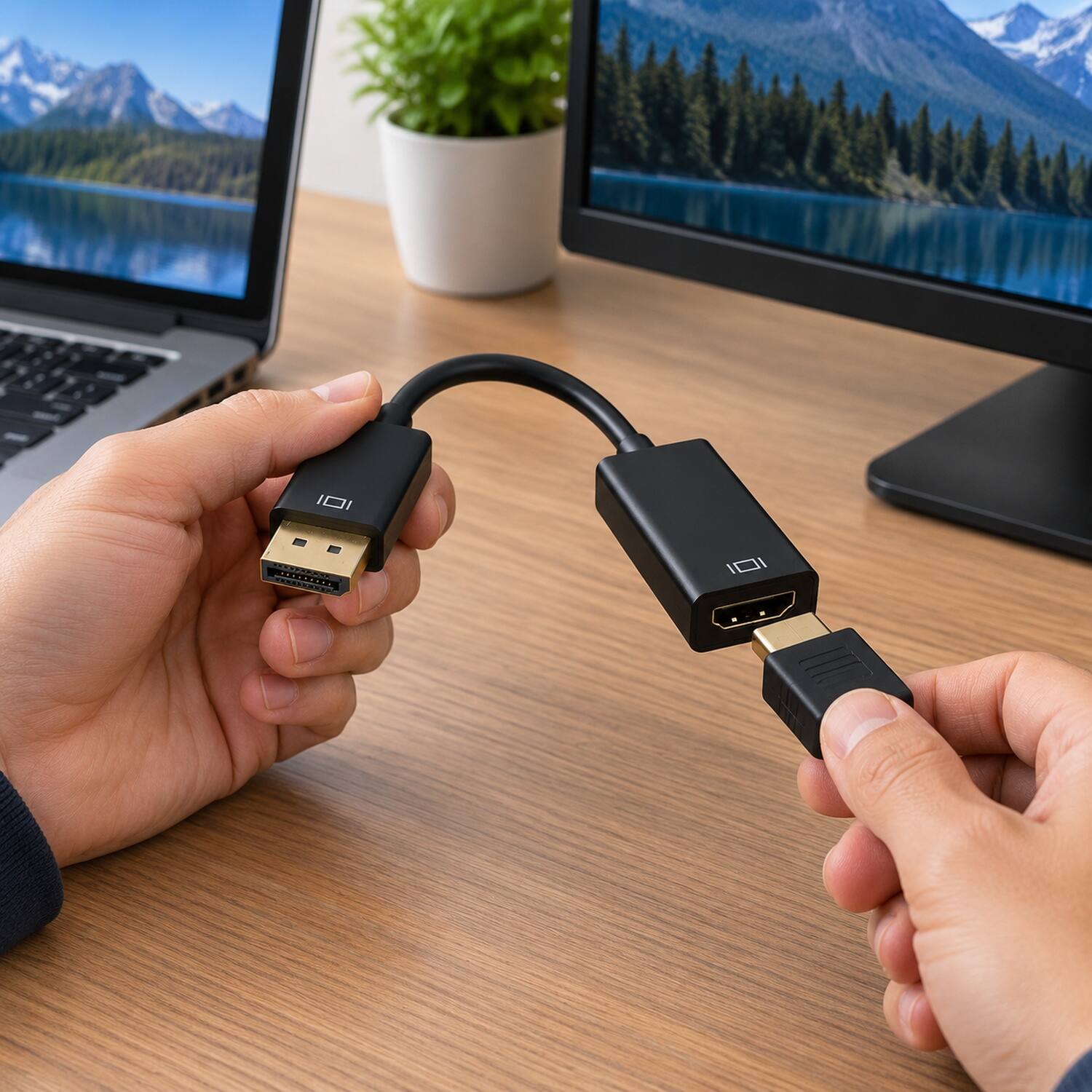 Back. Sanoxy - 6.5 inches Displayport Male to HDMI Female Adapter Cable - Black.