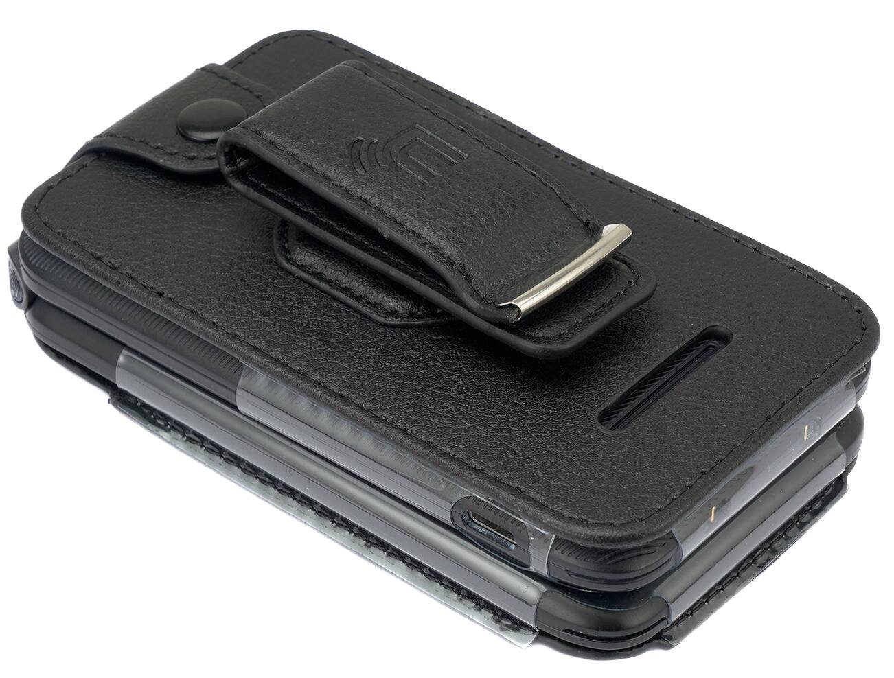 Alt View 8. Nakedcellphone - Vegan Leather Case with Belt Clip for Schok Flip Phone (2022) - Black.
