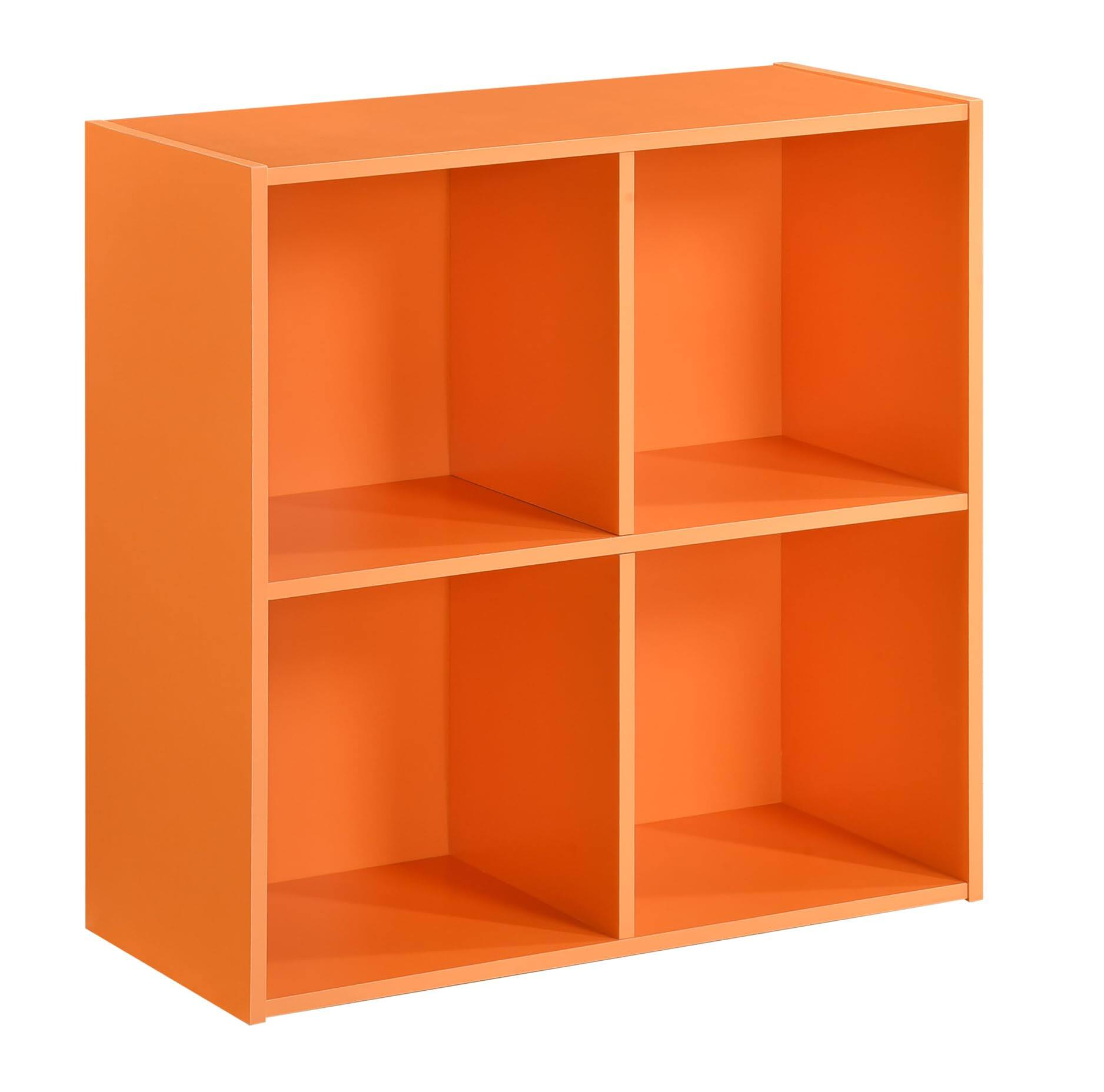 Back. Kings Brand Furniture - Kings Brand Furniture George 4-Cube Children's Bookcase, Kids Toy Storage Shelf Organizer - Orange.