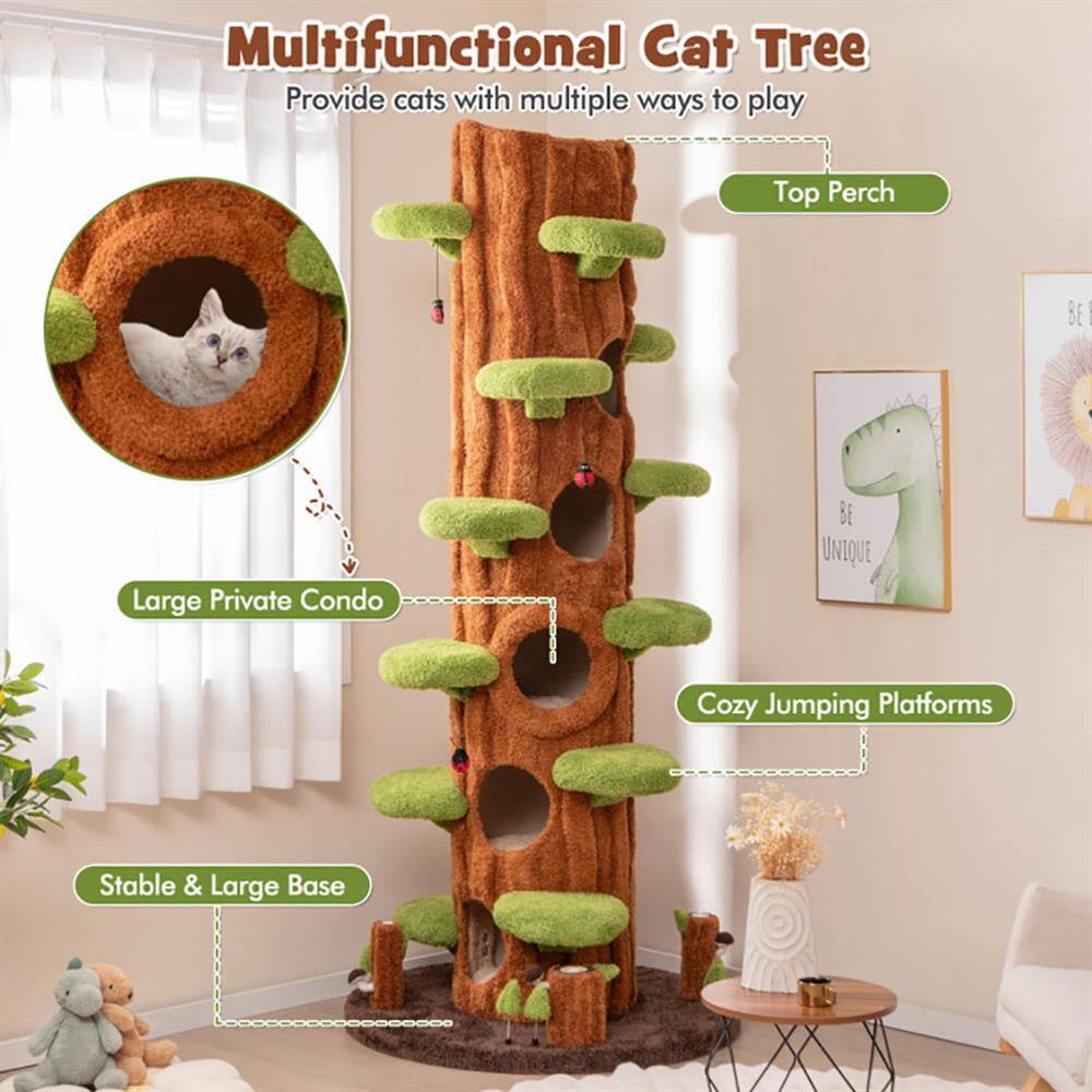 Multifunctional Cat Tree  
Provide cats with multiple ways to play  
- Top Perch  
- Large Private Condo  
- Cozy Jumping Platforms  
- Stable & Large Base