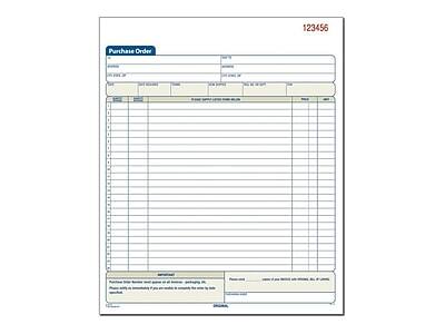 Adams - 3-Part Carbonless Purchase Order, 10.69"L x 8.38"W, 50 Sets/Book (TC8131) - White