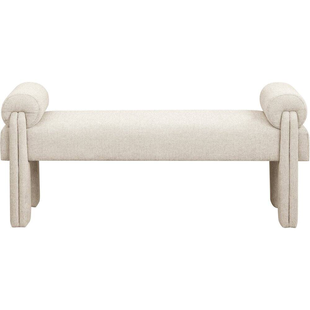 Alt View 2. Meridian Furniture - Stefano Beige Polyester Fabric Bench - Beige.