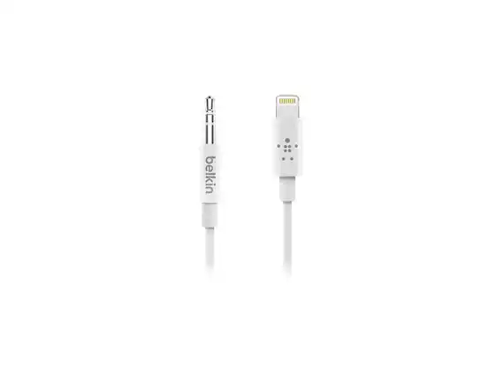 Front. Belkin - BELKIN AV10172BT06-WHT White 3.5 mm Audio Cable With Lightning Connector.