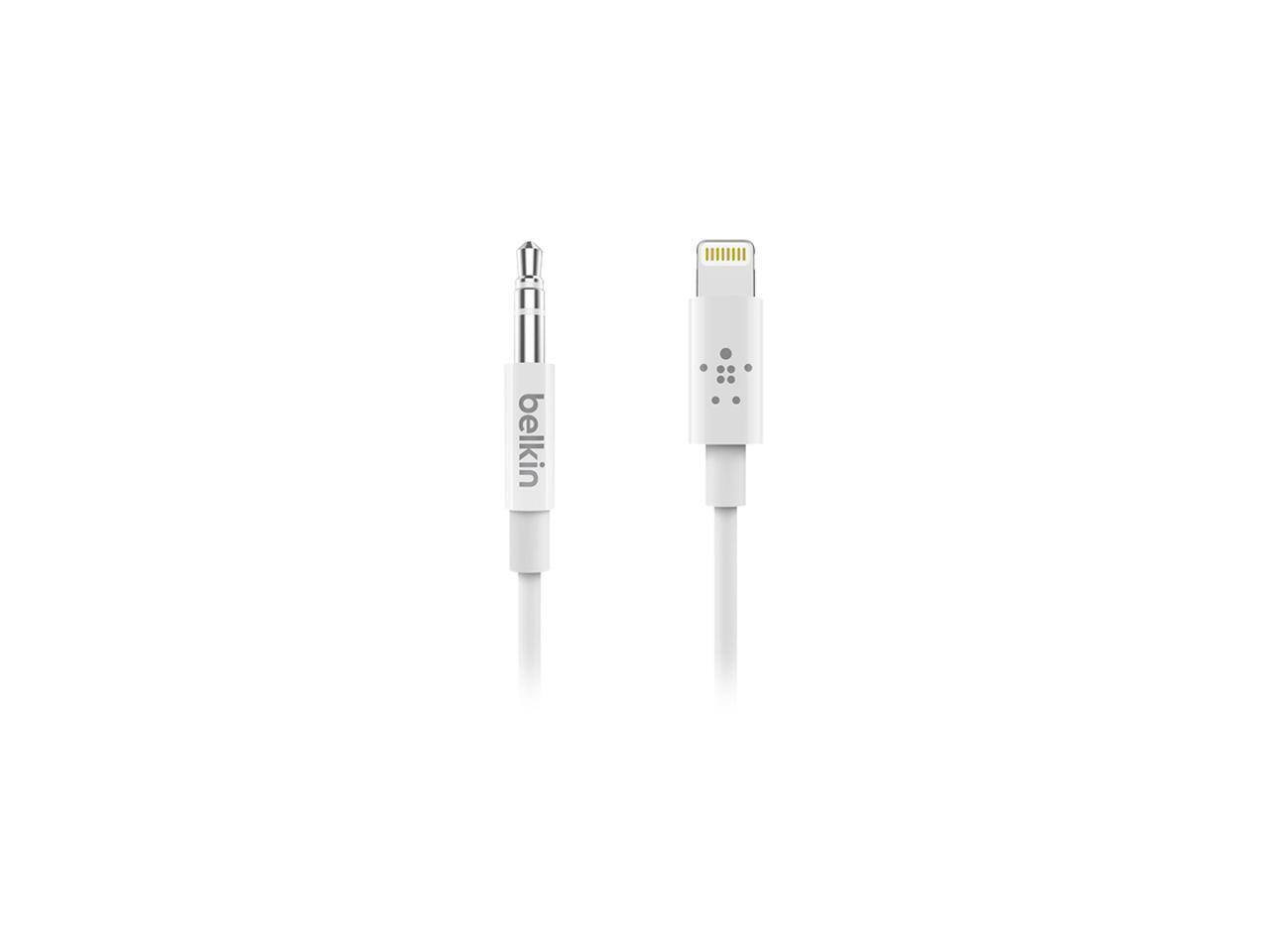 Front. Belkin - BELKIN AV10172BT06-WHT White 3.5 mm Audio Cable With Lightning Connector.