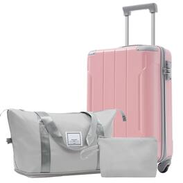 Ecooso - 20 Inch Carry On Luggage 3 Piece Set Lightweight Hardshell Suitcase with Spinner Wheels - Pink Lady