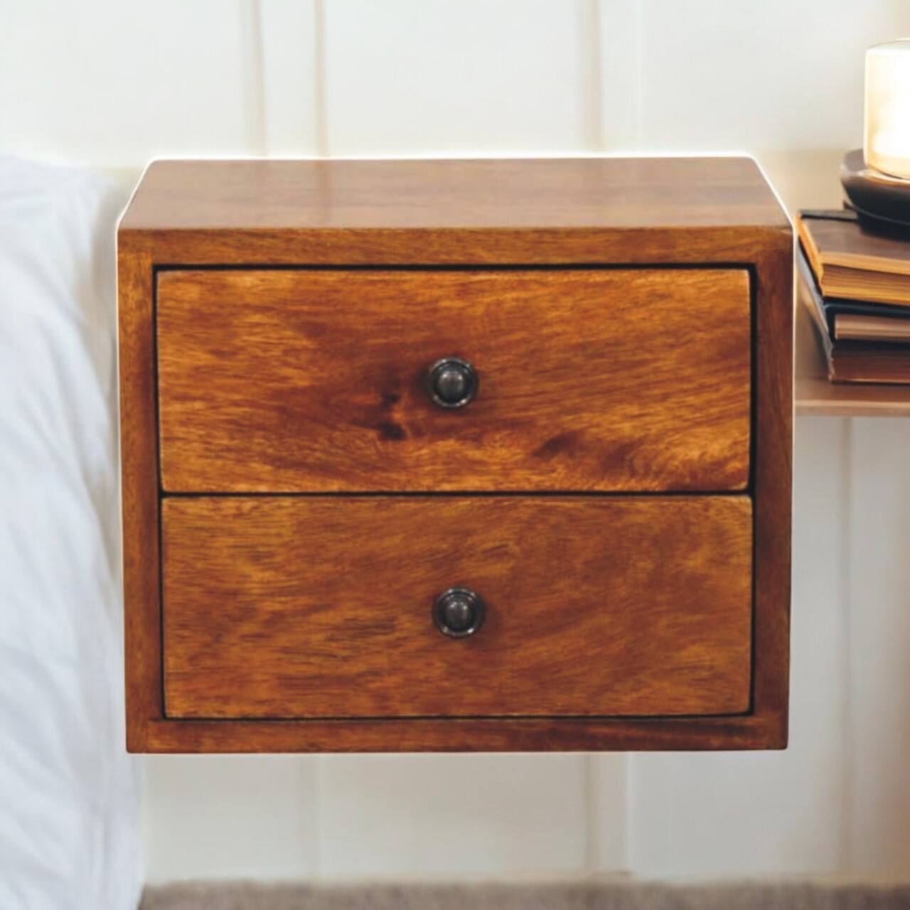 Alt View 6. Artisan Furniture - Artisan Furniture Solid Wood Solis 2-Drawer Chestnut Wall Mounted Nightstand - Chestnut.