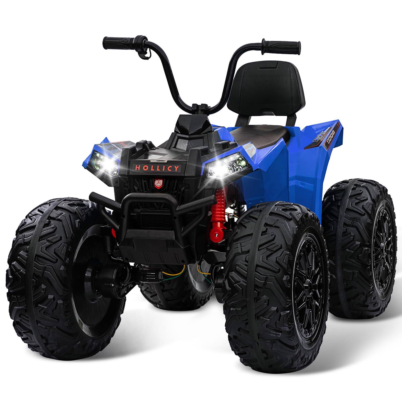 Front. Qeetex - 24V 4WD Kids Ride On Quad, 4x80W Motors, 7AHx2 Battery, Accelerator Handle, EVA Tires, Bluetooth Music.