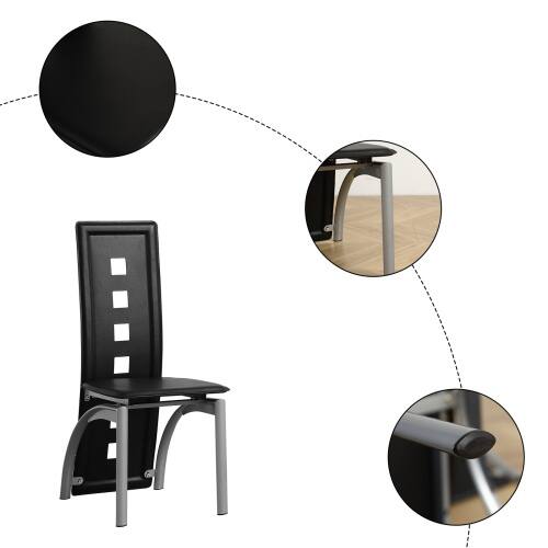 Alt View 1. Winado - Set of 4 Leather Dining Chair Side Chairs Set Office Home Kitchen Seat Furniture - Black.