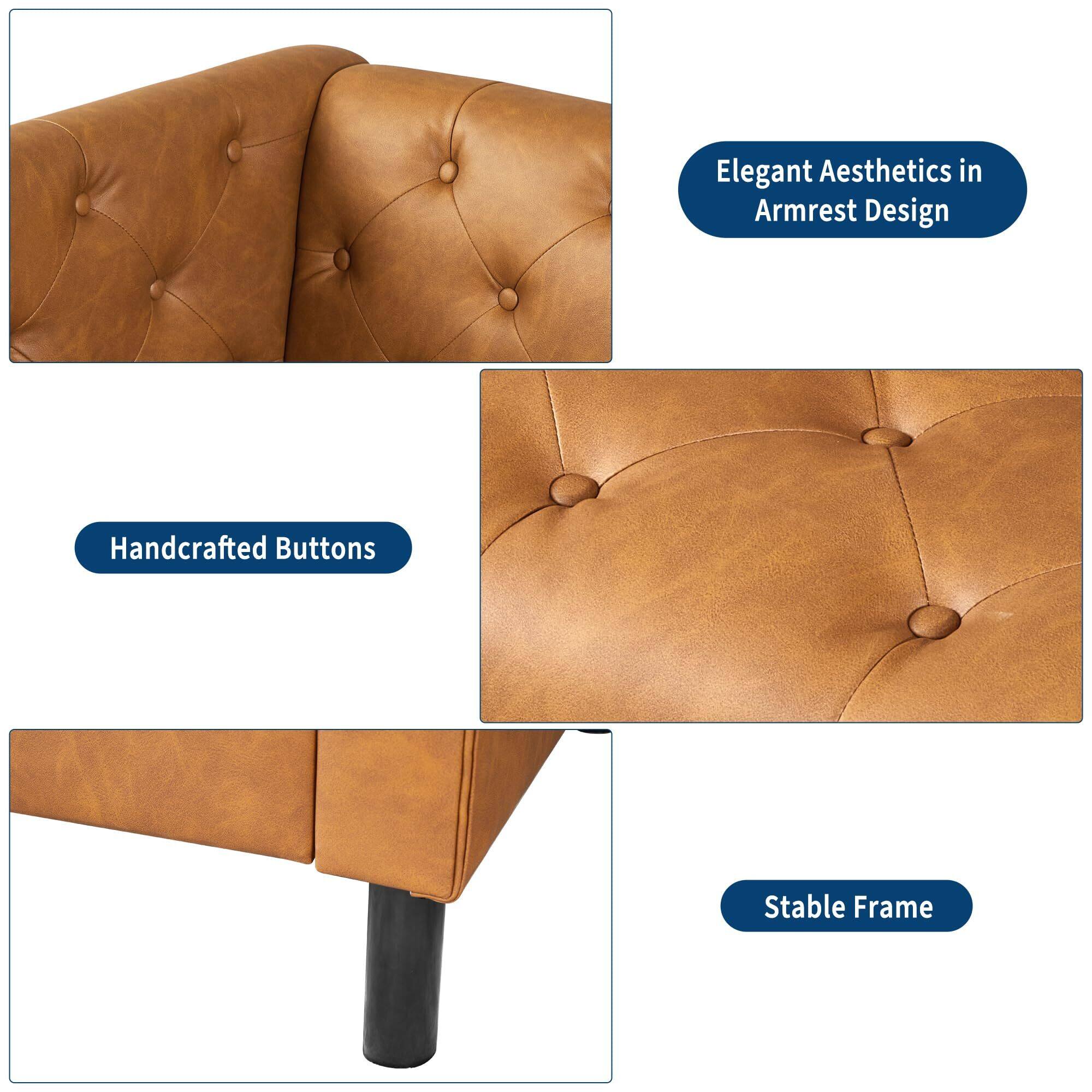 Elegant Aesthetics in Armrest Design  
Handcrafted Buttons  
Stable Frame