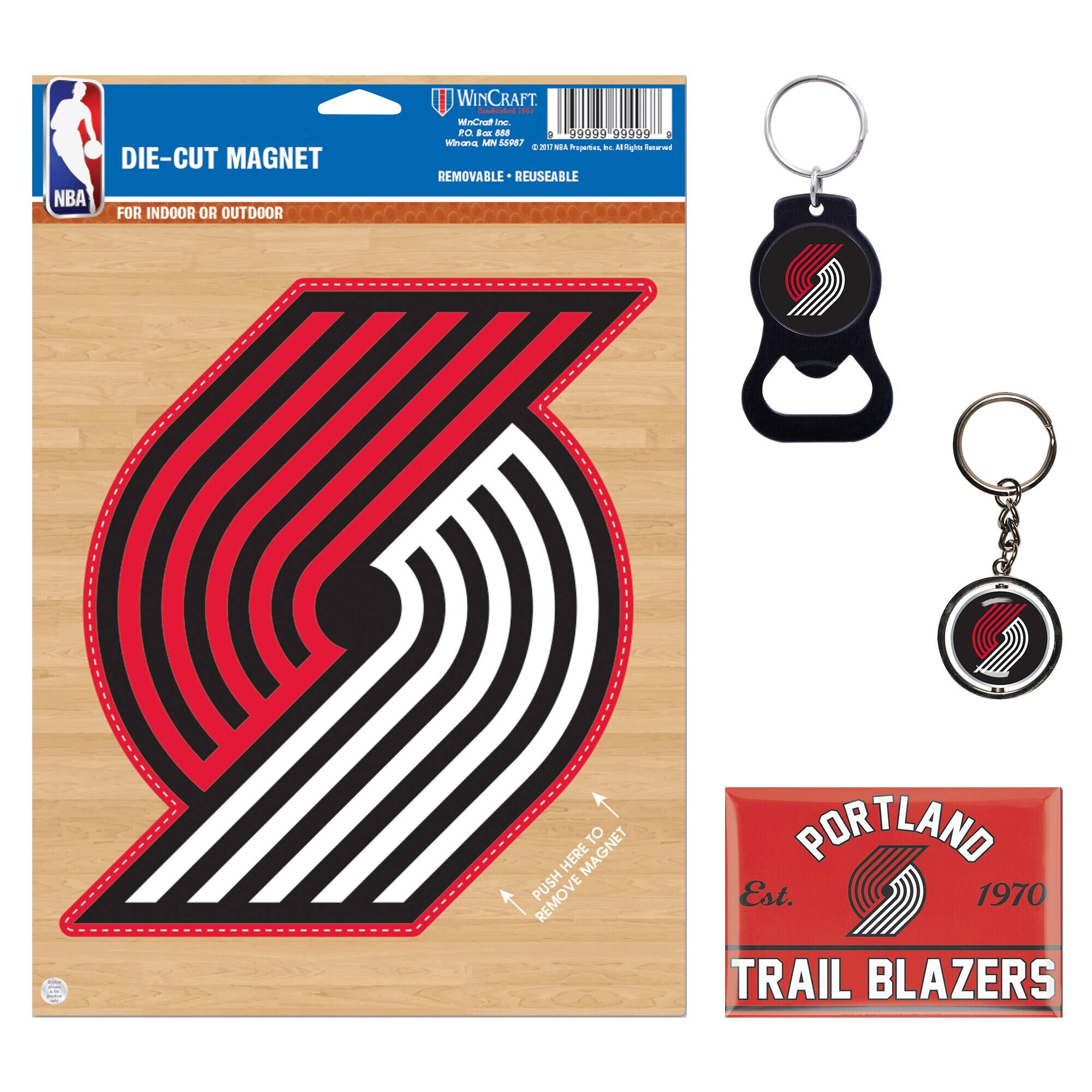 DIE-CUT MAGNET  
FOR INDOOR OR OUTDOOR  
NBA  
WinCraft  
Whitby, ON L1N 8S8  
Whitby, ON L1N 8S8  
REMOVABLE • REUSABLE  

PUSH HERE TO REMOVE MAGNET  

PORTLAND  
Est. 1970  
TRAIL BLAZERS