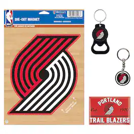 WinCraft - Portland Trail Blazers 4-Pack Key Rings and Magnets Set - Multicolor