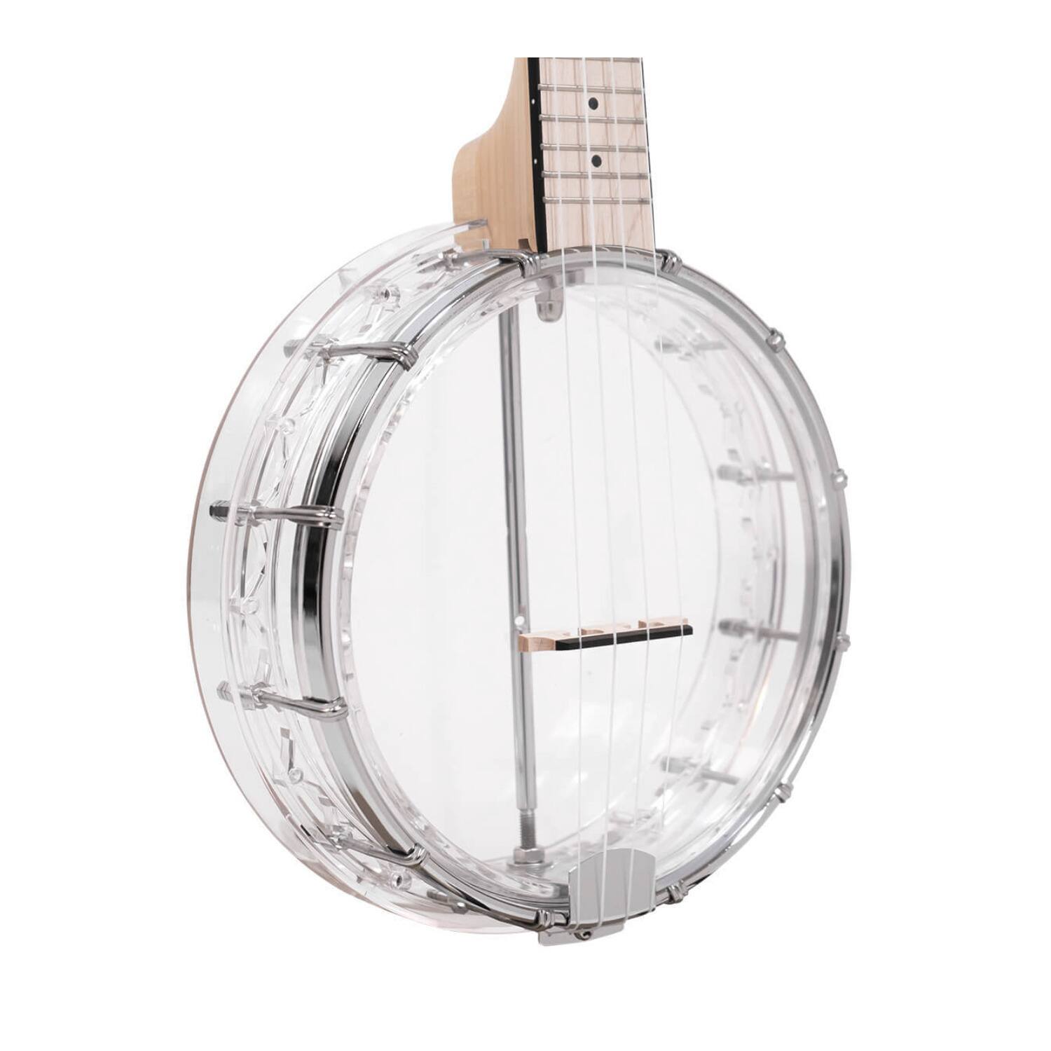 Angle. Gold Tone - Gold Tone Little Gem: See-Through Banjo-Ukuleles with Gig Bag (Diamond).