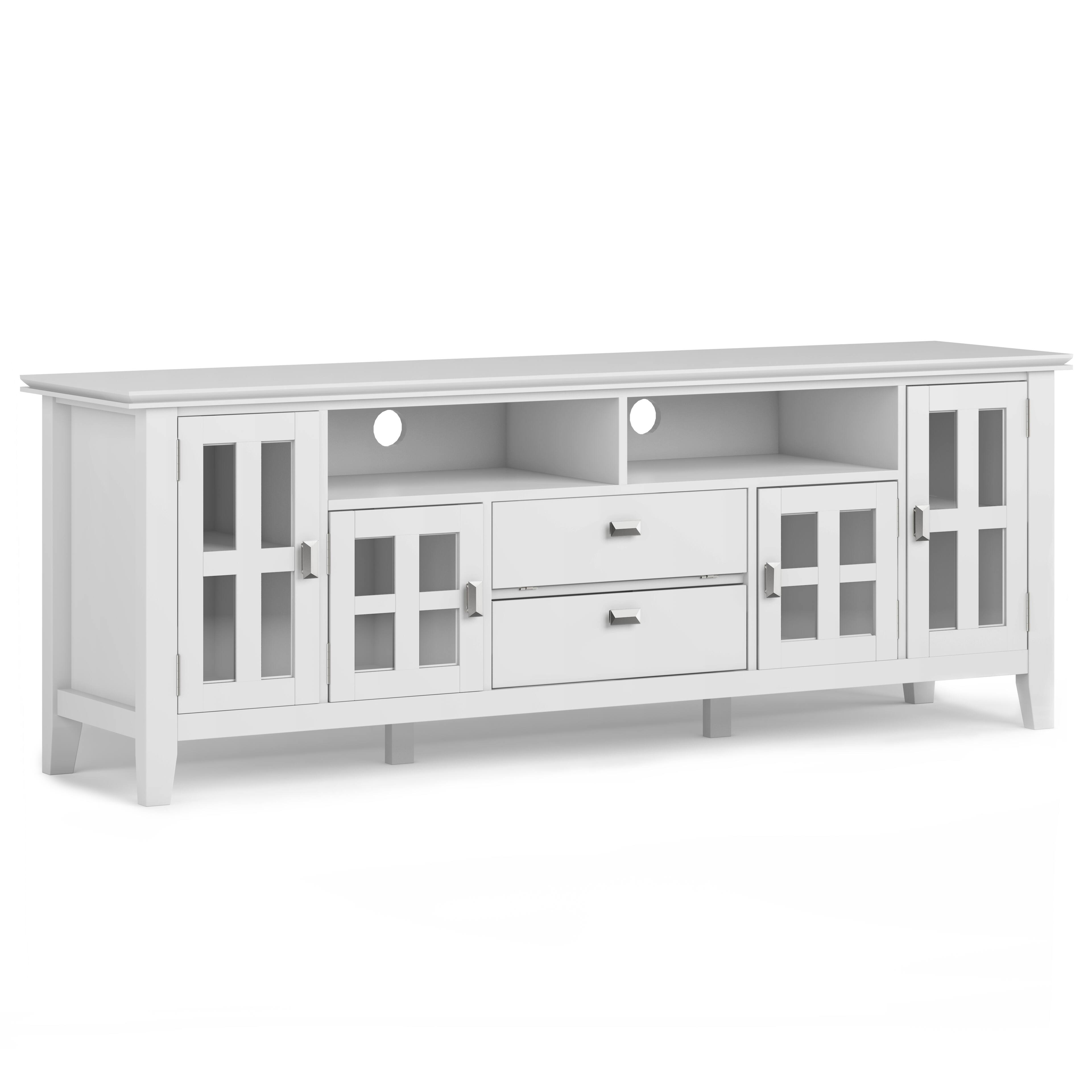 Back. Simpli Home - Artisan Solid Wood Contemporary 72 inch Wide TV Stand with Two 26 inch Wide 5 Shelf Bookcases (Set of 3) - White.