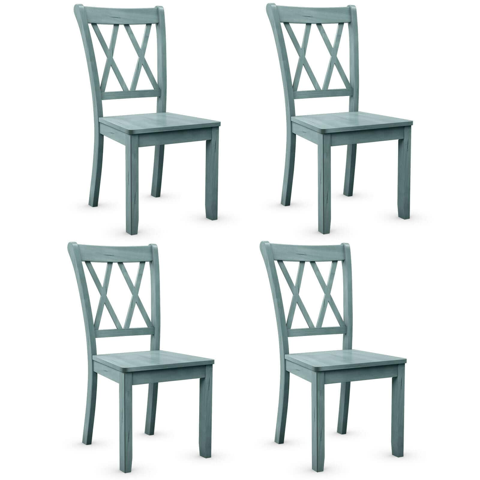 Gymax - Set of 4 Wooden Dining Side Chair Armless Chair Home Kitchen - Mint Green