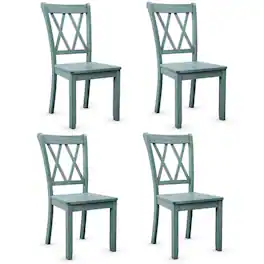 Gymax - Set of 4 Wooden Dining Side Chair Armless Chair Home Kitchen - Mint Green