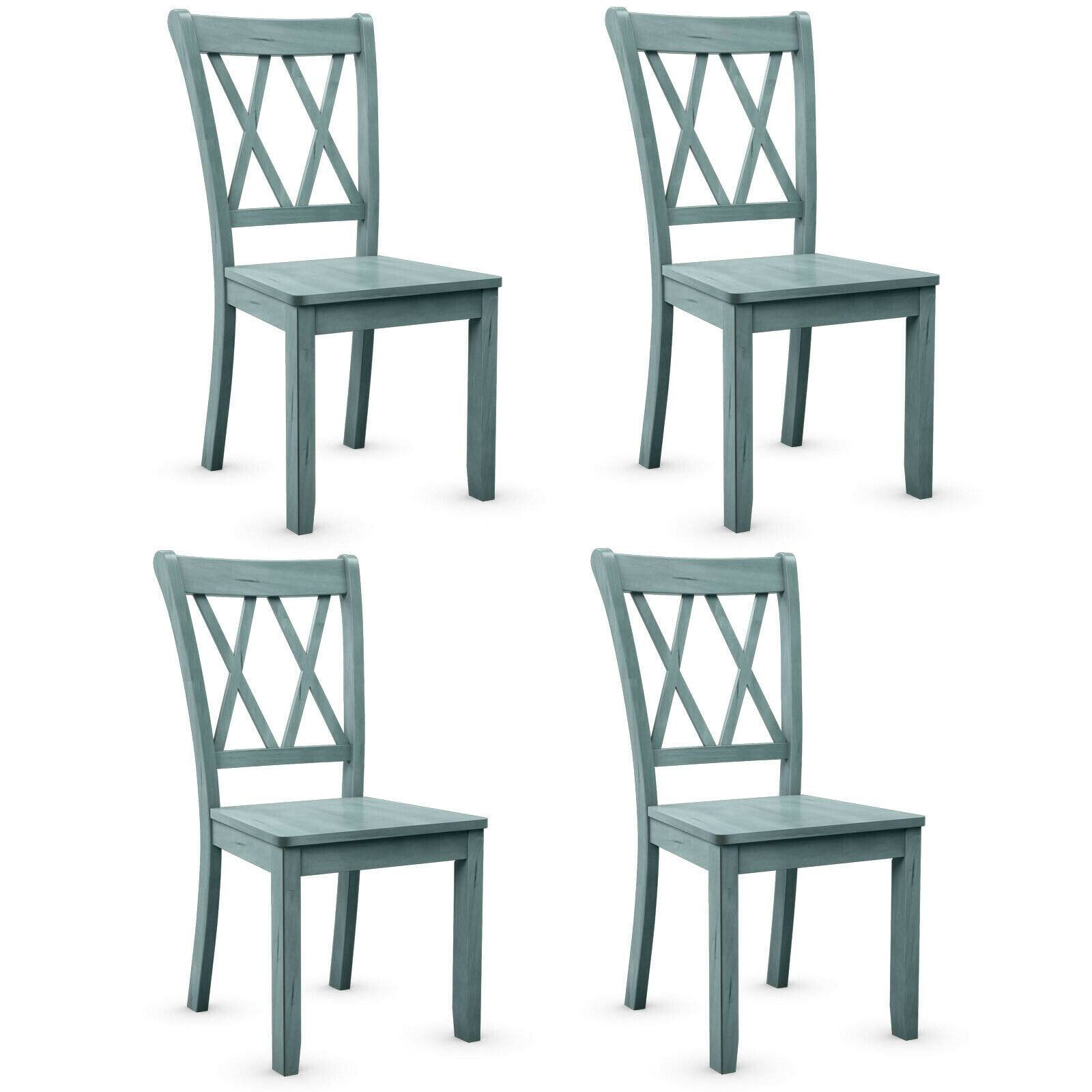 Front. Gymax - Gymax Set of 4 Wooden Dining Side Chair Armless Chair Home Kitchen Mint Green - Mint Green.
