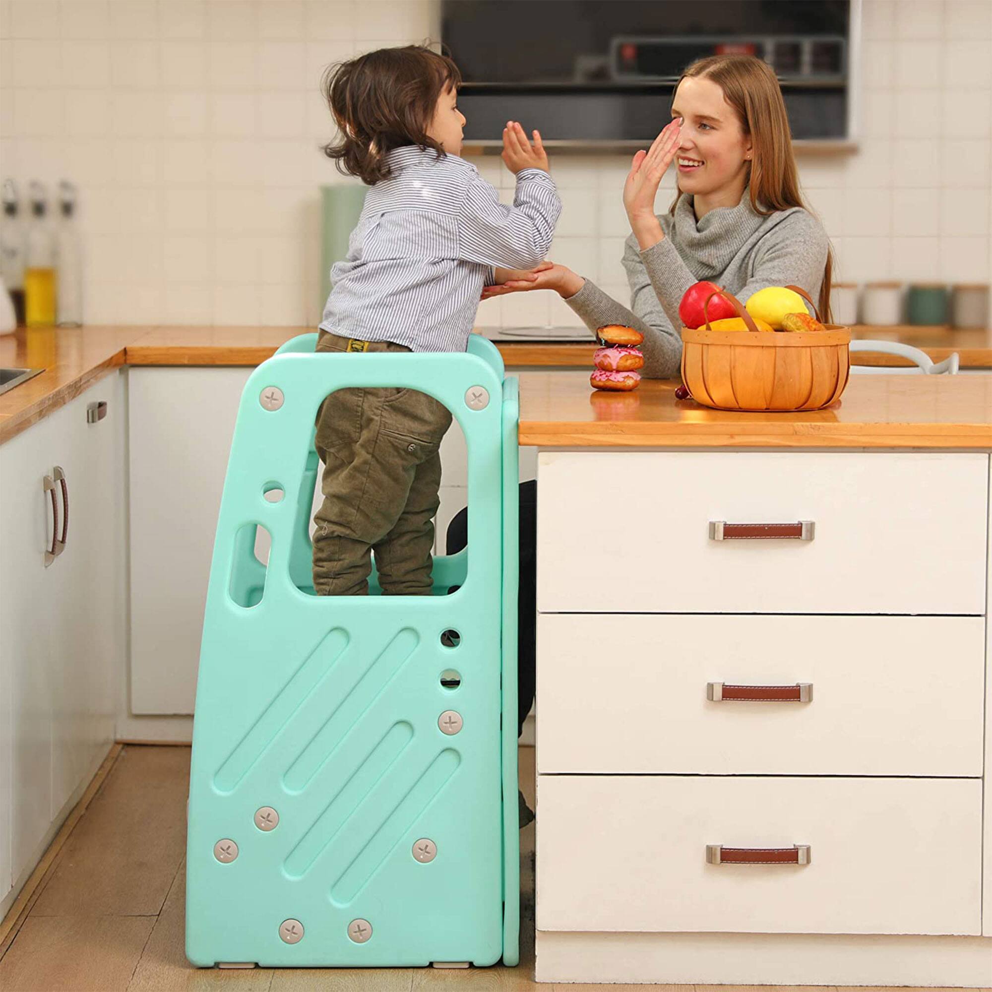 Alt View 2. SDADI - SDADI PLT01GN Children's Plastic Learning Stool with 3 Adjustable Heights, Green - Green.