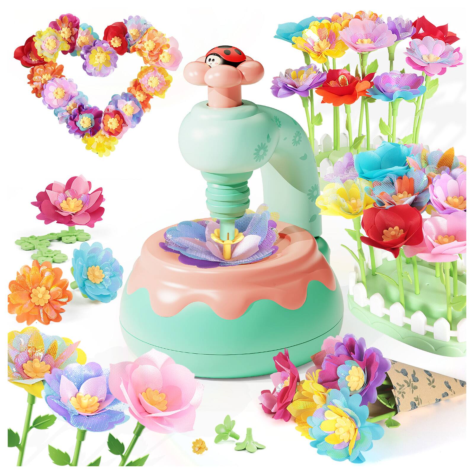 Alt View 10. Topteng - DIY Flower Bouquet Making Kit for Kids with Maker Machine, 150+ Reusable Pieces to Create Bouquets & Wreaths - Pink.