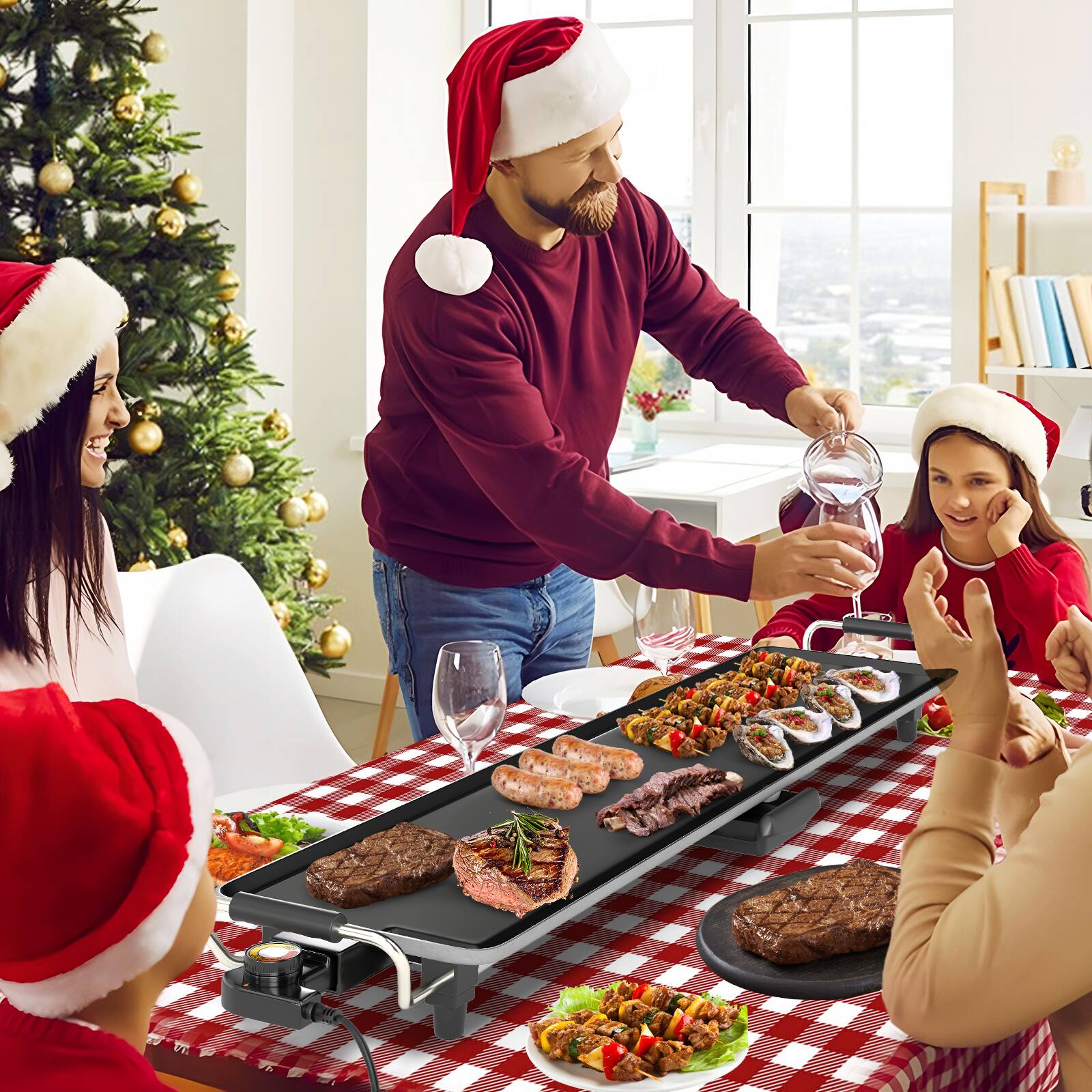 Alt View 1. Gymax - Gymax 35'' Extra Large Electric Griddle w/ Adjustable Temperature Thermostats Drip Tray - Beige.