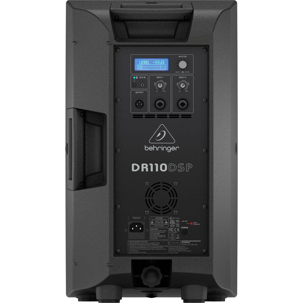 LEVEL -60dB  
MASTER  
INPUT 1  
INPUT 2  
AUX IN  
OUTPUT  
behringer DR110DSP  
POWER  
RC CE