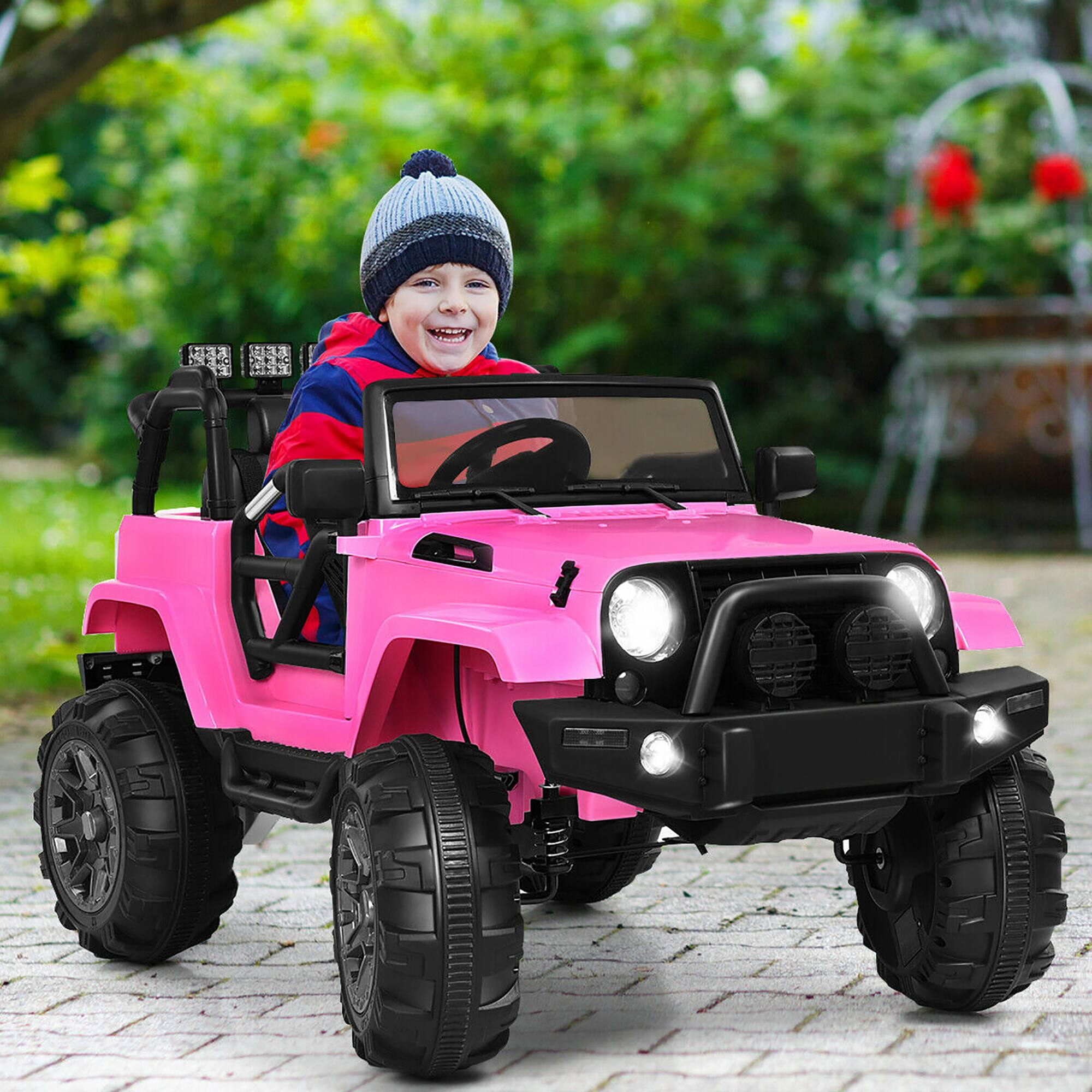 Alt View 3. Costway - Costway 12V Kids Ride On Truck Car w/ Remote Control MP3 Music LED Lights - Pink.