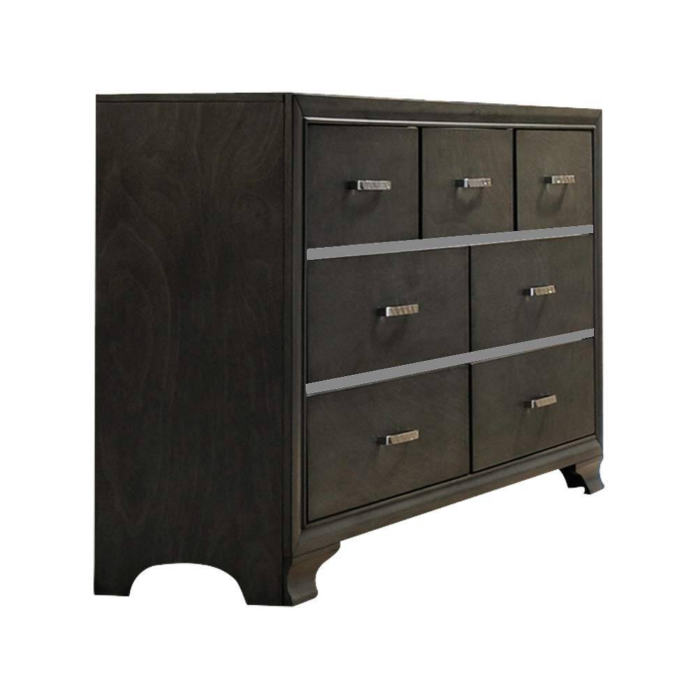 Kings Brand Furniture - Oceana Gray Wood 7-Drawer Dresser with Mirror - Dark Gray price history on PriceWatchPro