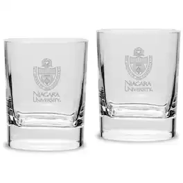 Jardine - Niagara University Purple Eagles 11.75oz. Square Double Old Fashioned Glass Set - Multicolor